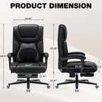 HOFFREE 500lbs Kneading Massage Office Chair with Heat for Heavy People Big and Tall Office Chair with Footrest and Lumbar Support Pillow for Bedroom,Office,Conference Room (Black)