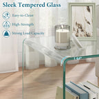 Tangkula Tempered Glass Side Table, Modern C-Shaped Bedside Table Nightstand with Storage Shelf, 4 Lockable Universal Wheels, Rolling Sofa End Table for Living Room Bedroom Office (1, Transparent)