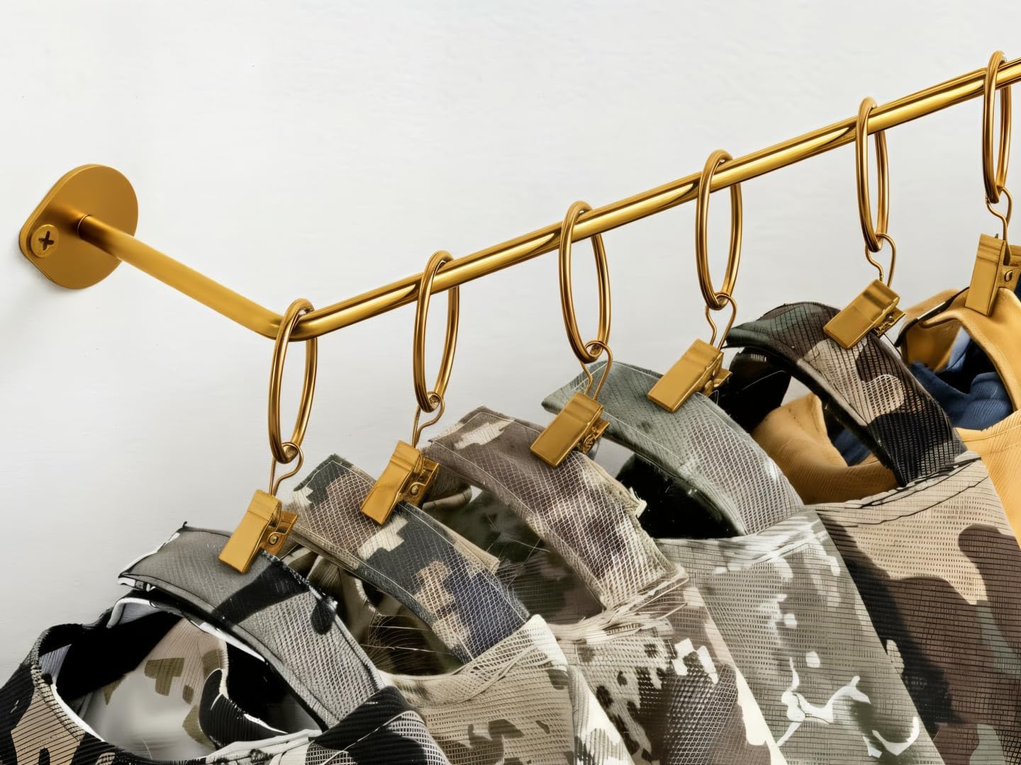 Viklluyr Hat Organizer for Baseball Caps Hat Rack with 20 Hooks - Sturdy Metal Hat Storage Wall Mounted Caps Hanger Set of 2 for Closet Door Bedroom Entryway Laundry(Gold)