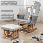 Lucky Monet 5PCS Velvet Glider Rocker Replacement Cushions, Thickened & Supportive Rocking Chair Cushion Set with 29.5 Inch High Backrest & Storage Pockets, for Indoor Nursery Glider, Grey