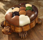 BABYCE Footstool Sofa Stool Wood Ottoman Footstool,Leather Upholstered Vintage Turtle Footrest Stool with Wheels90x60x33cm (Color : Stitching Color)