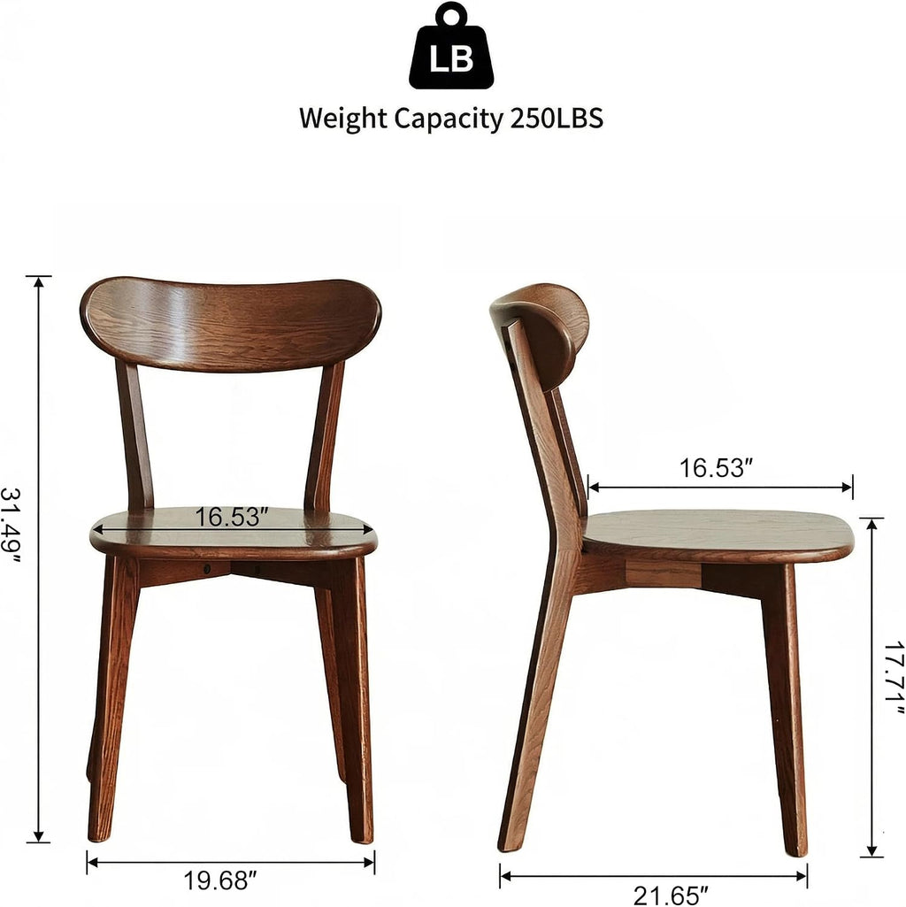 100% Solid Wood Dining Chairs,Mid Century Modern Dining Chairs with Rounded Backrest,Kitchen,Dining Room Chairs Set of 1/2/4 (6, Walnut Color)