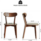 100% Solid Wood Dining Chairs,Mid Century Modern Dining Chairs with Rounded Backrest,Kitchen,Dining Room Chairs Set of 1/2/4 (6, Walnut Color)
