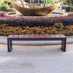 Garden Outdoor Garden Backless Bench, Steel with Wood Grain Park Chair, for Balcony Yard Porch Seating Seat(Medium)