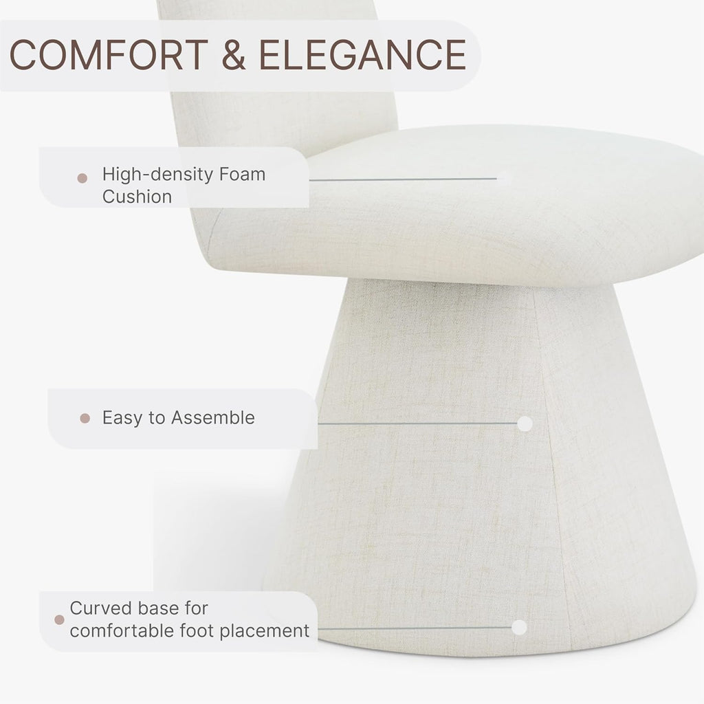 KISLOT Swivel Dining Chairs Set of 4, Modern Upholstered Dining Chair Mid Century Kitchen Chairs with Wave Shaped High Back, 360 Degree Rotating Vanity Chair for Dining Room, Bedroom, Farmhouse, Beige