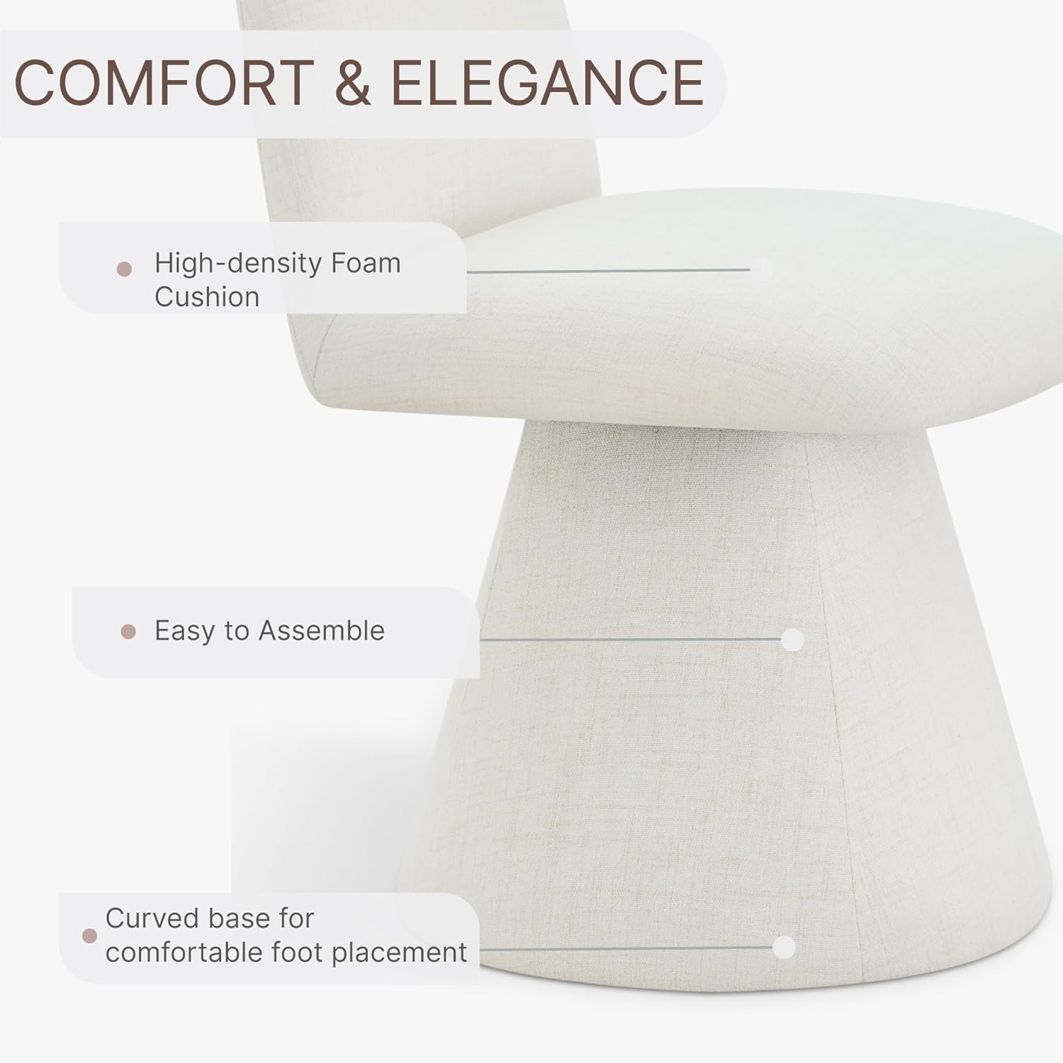 KISLOT Swivel Dining Chairs Set of 4, Modern Upholstered Dining Chair Mid Century Kitchen Chairs with Wave Shaped High Back, 360 Degree Rotating Vanity Chair for Dining Room, Bedroom, Farmhouse, Beige