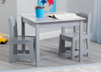 Delta Children MySize Kids Wood Table and Chair Set (2 Chairs Included) - Ideal for Arts & Crafts, Snack Time & More - Greenguard Gold Certified, Grey, 3 Piece Set