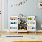 MAHANCRIS Kids Bookshelf and Toy Organizer, 3-Tier Bookshelf for Kids, Sturdy Kid Bookcase with Storage, Toddler Book Shelf for Kids Room, Playroom, Bedroom, Nursery, White BKWT34201