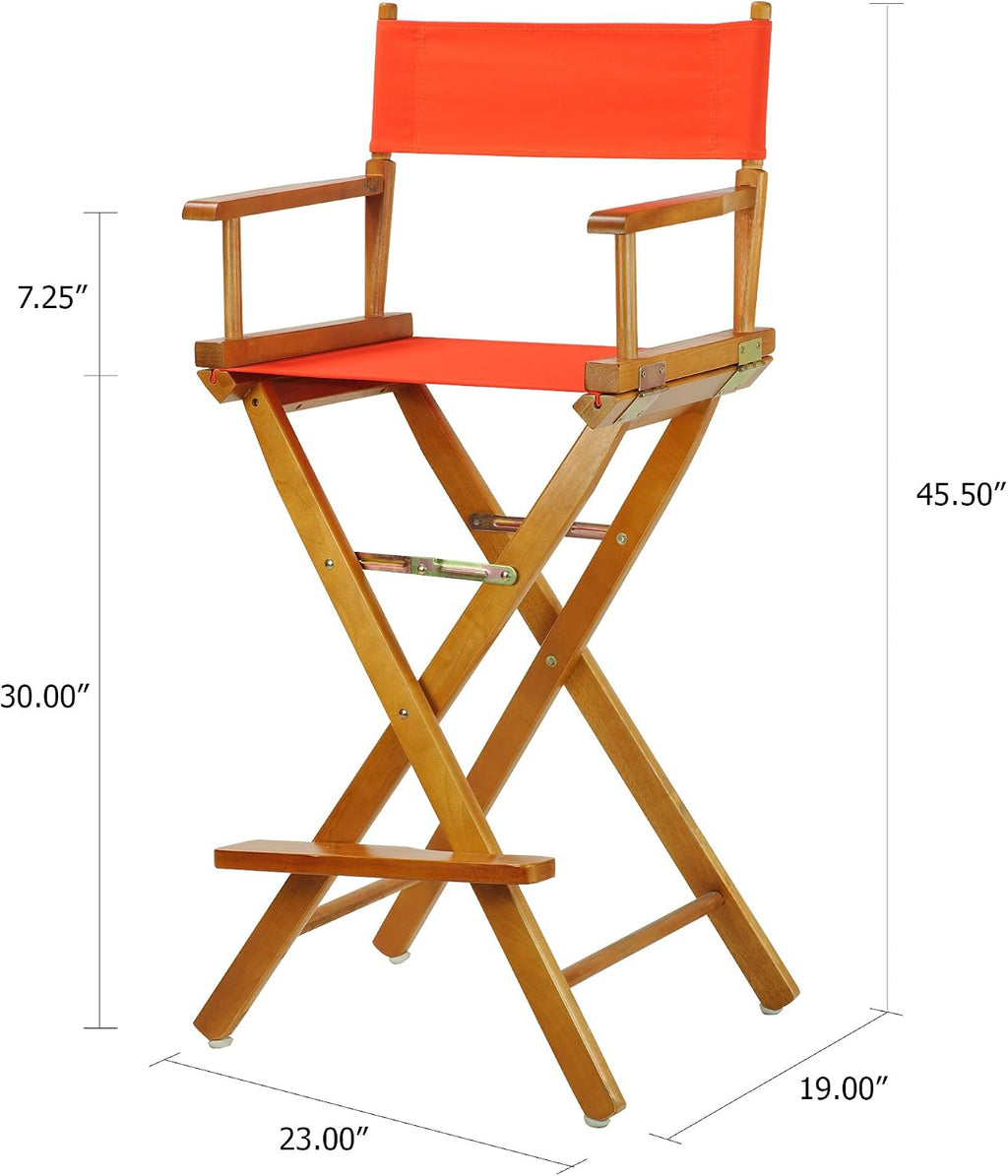 Casual Home 30" Director's Chair Honey Oak Frame-with Orange Canvas, Bar Height