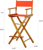 Casual Home 30" Director's Chair Honey Oak Frame-with Orange Canvas, Bar Height