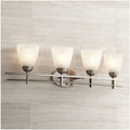 Possini Euro Design Art Deco Modern Wall Mount Light Brushed Nickel Silver Metal Hardwired 33" Wide 4-Light Fixture Trio Marbleized Glass Shades for Bathroom Vanity Mirror House Home Room Decor