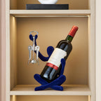 Thinker Statue Wine Rack, Modern Rack for Kitchen Table Decor, Single Wine Bottle Holder Countertop for Bar, Small Bottle Holder Rack (Navy)