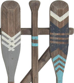 Deco 79 Wood Paddle Home Wall Decor Novelty Canoe Oar Wall Sculpture with Arrow and Stripe Patterns, Wall Art 21" x 2" x 36", Brown
