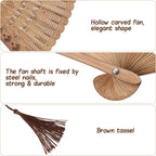 SEWACC Bamboo Folding Hand Fan, Vintage Chinese Silk Handheld Fan for Dancing And Party Decoration