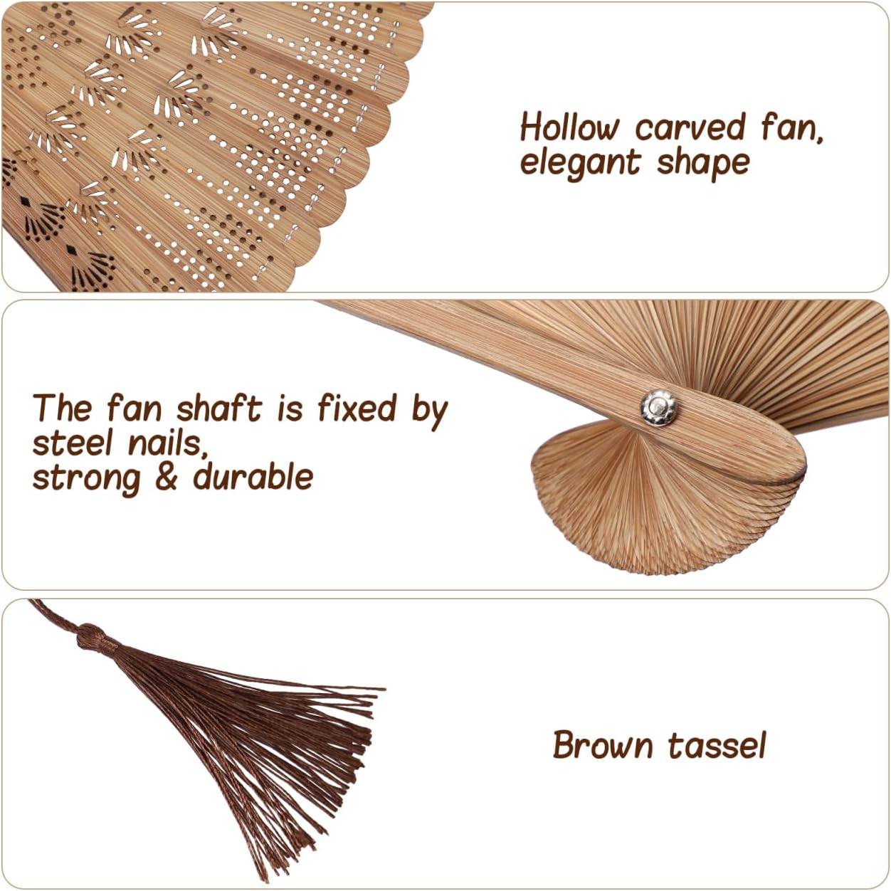 SEWACC Bamboo Folding Hand Fan, Vintage Chinese Silk Handheld Fan for Dancing And Party Decoration