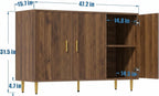 DIYART Rustic Brown Sideboard Buffet Cabinet, Accent Coffee Bar Cabinet with 3 Doors, Entryway Cabinet for Living Room, Kitchen, Hallway