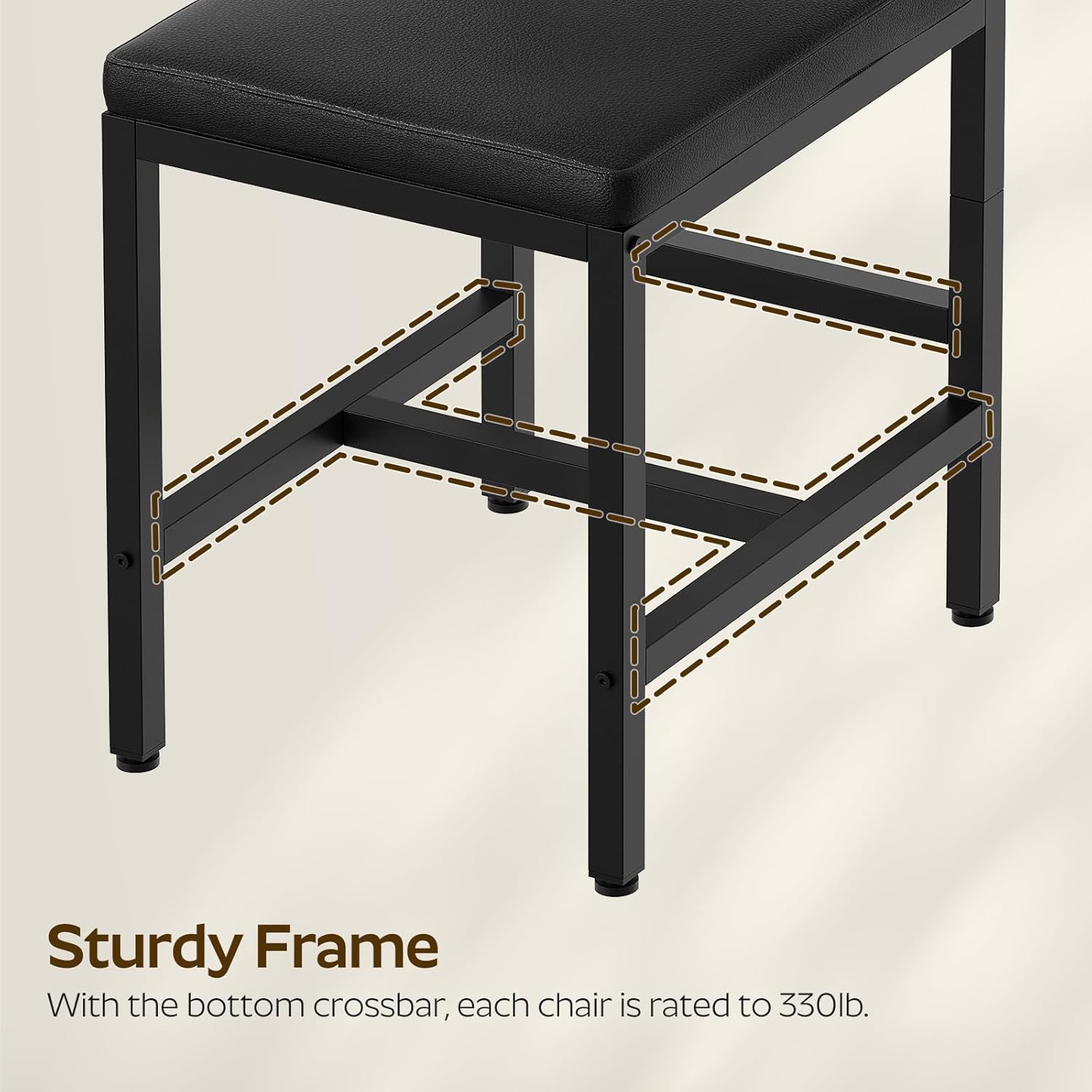 YATINEY Dining Chairs, Kitchen Chairs with Back Support, Upholstered Seat and Metal Legs, for Kitchen, Living Room, Rustic Brown and Black CY02L4BR