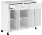 Crosley Furniture Avery Rolling Kitchen Island Storage Cart with Shelves, Microwave Stand, Coffee Bar, Distressed White