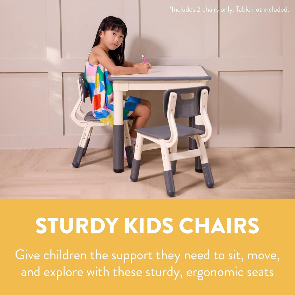 Back2School Express Adjustable Height Toddler Chairs, Kids Furniture, Grey, 2-Pack
