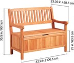 Cedar 2-Person Outdoor Storage Bench, 33 Gal Capacity Holds 705lbs Weatherproof Dustproof for Patio Garden