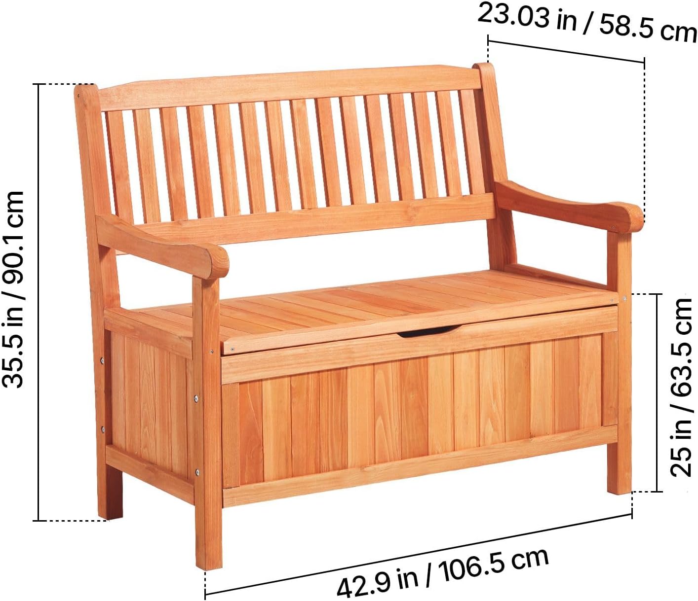 Cedar 2-Person Outdoor Storage Bench, 33 Gal Capacity Holds 705lbs Weatherproof Dustproof for Patio Garden