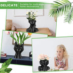 Sieral 3 Pcs Ceramic Face Vase Female Form Flower Modern Body Vase for Decor with Head Half Body Bust Centerpiece for Table Shelf Home Bedroom Room Office(Small,Black)