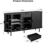 ONBRILL 63'' Fluted Sideboard Buffet Cabinet with Storage, Large Credenza Storage Cabinet with Drawers, Mid Century Modern Buffet Table Accent Console Cabinet for Kitchen Living Room Enrtyway, Black