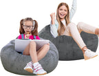 Bean Bag Chair, with Faux Rabbit Fur Cover for Teens and Kids, with Filling Memory Foam Bean Bag Chairs, Soft Faux Fur Fabric, 2.5 feet Round Fluffy Bean Bag Sofa Essential for Reading Games