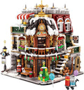Christmas Cafe House Building Block Set, Adult Street View Bricks Model Set, Boys Girls Adult Christmas Holiday Toys Gifts, 2506 PCS Mini Block House Model (1054)