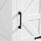 Havemies Farmhouse End Table with Barn Door, Adjustable Shelf Nightstand & Sofa Side Table, Rustic Rectangular Storage Table for Living Room or Bedroom (White)