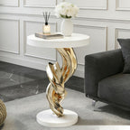 Modern Simple End Side Table,Abstract Art Side Table,Bedside Tables for Small Spaces,Resin Sculpture Side Tables,Elegant Nightstand,Sculpture Accent Bedside Tables for Living Room,Bedroom,Gol
