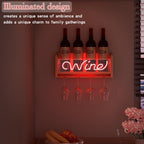 CoolGift Mart Light Up Wine Rack with Glass Holder Wall Mount, Wooden Wine Bottle Holder with Wine Neon Sign, Wall Decor, Gift for Wine Lovers Collectors