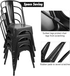 Flamaker Metal Dining Chairs Indoor-Outdoor Use Stackable Side Chairs with Back Industrial Kitchen Classic Trattoria Chair Set of 4 (Black)
