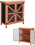 Black Metal Outdoor Storage Cabinet with X-Design Doors & Wood Frame, Metal Top Potting Bench Weatherproof for Patio, Garden & Backyard, 31.5"x 17.7"x 35.4"Tool Outdoor Shed