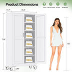 Metal Garage Storage Cabinets and storage system, 74”Tall Rolling utility cabinet with Wheels, Lock, 5 Adjustable Shelves, Heavy Duty Steel Tool Locker for Home Office, Utility Room, Gym,White