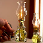 2PCS Chamber Oil Lamp Glass Kerosene Oil Lamps, Vintage Oil Lamps for Indoor, Home Lighting Hurricane Lamp Clear Kerosene Lamp Lantern, Oil Lantern for Tabletop Decor