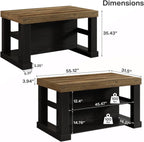 Tribesigns Bar Table, 55-Inch Counter Height Pub Table with Storage Shelves, High Top Kitchen Dining Table, Rectangle Wood Home Bar Unit for Dining Room, Bistro, Black and Brown