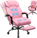 HOFFREE 400lbs Massage Office Chair with Foot Rest 6 Points Vibration Ergonomic Executive Office Chair Reclining High Back Computer Desk Chairs Pink