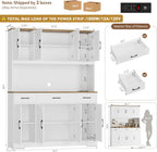Large Pantry Cabinet with Charging Station and Power Outlet, 71" Tall Kitchen Hutch with Drawers and Countertop, Wide Freestanding Food Storage Cupboard, White