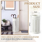 Sawysine White Ceramic Umbrella Stand with Hollow-out Design Heavy Porcelain Umbrella Holder for Entryway 17" Heavy Porcelain Holder for Umbrellas Canes Home Decor Walking Sticks