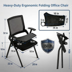 24 Pack Folding Training Chair with Tablet Arm & Cup Holder, Commercial Grade Conference & Meeting Room Chairs with Writing Board, Space Saving Foldable Classroom Chairs for Seminar, School, Church