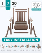 SERWALL Outdoor Rocking Chair Set of 2, HDPE Rocking Chair for Adults, All Weather Porch Rocker for Lawn Garden, Unique Color Matching Each Chair Varies, Multi-Tone Brown