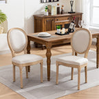 5 Piece Round Extendable Dining Table Set for 4, 43"-59" Natural Wood Oval Expanding Kitchen Table with 4 French Upholstered Chairs, Space Saving Extendable Dining Room Tables with Storage Shelf