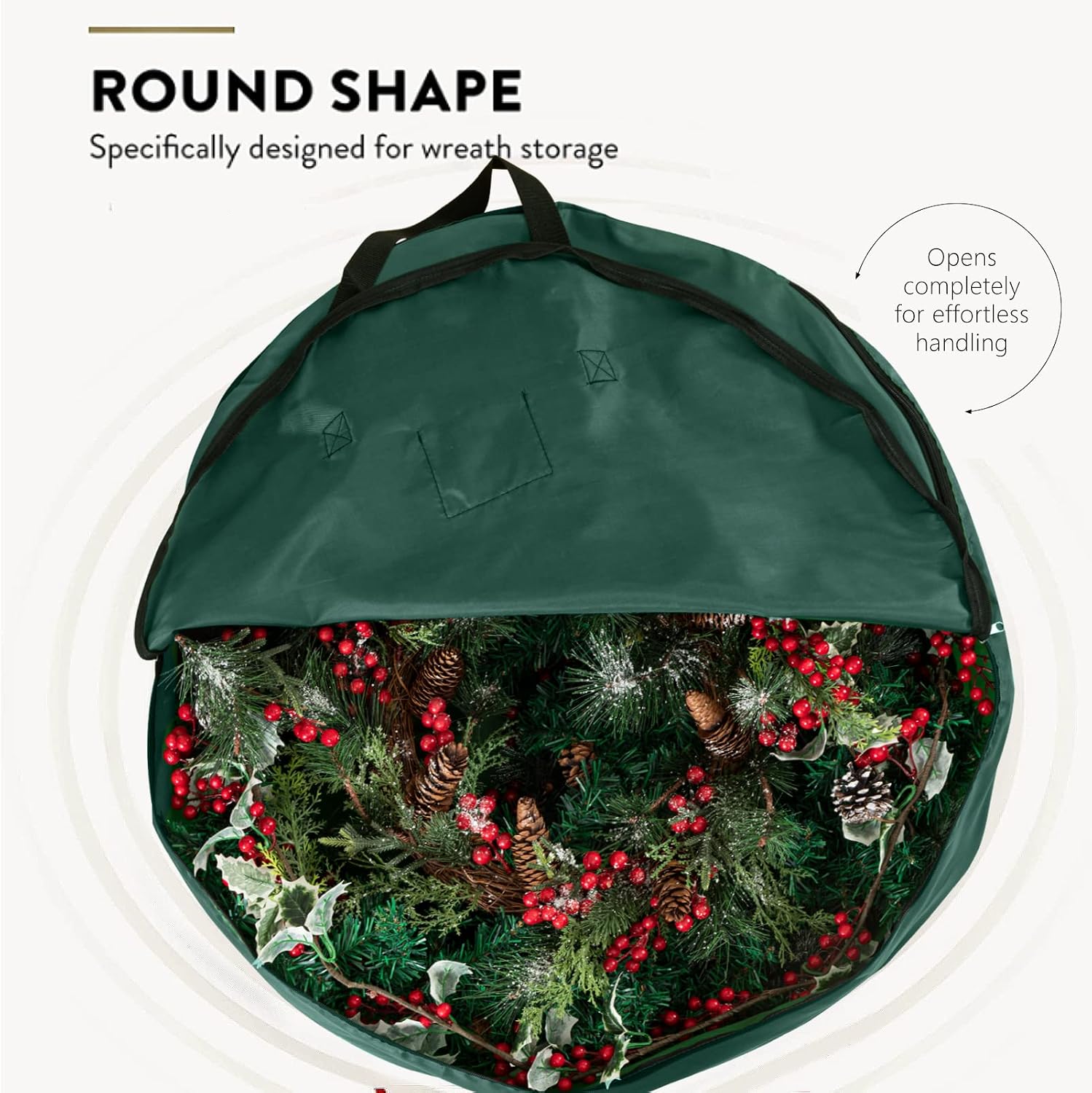 habibee 2 Pack Christmas Wreath Storage Bag, 30 Inches Christmas Large Wreath Container, Waterproof Heavy Duty 420D Oxford Cloth with durable Handles & Sleek Dual Zipper