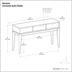SIMPLIHOME Harper Console Table - 54 Inch Wide Solid Wood Sofa Table in Tawny Brown Teak, Mid-Century Modern Storage Table for Entryway or Living Room with 3 Drawers, Notched Handles, and Tapered Legs