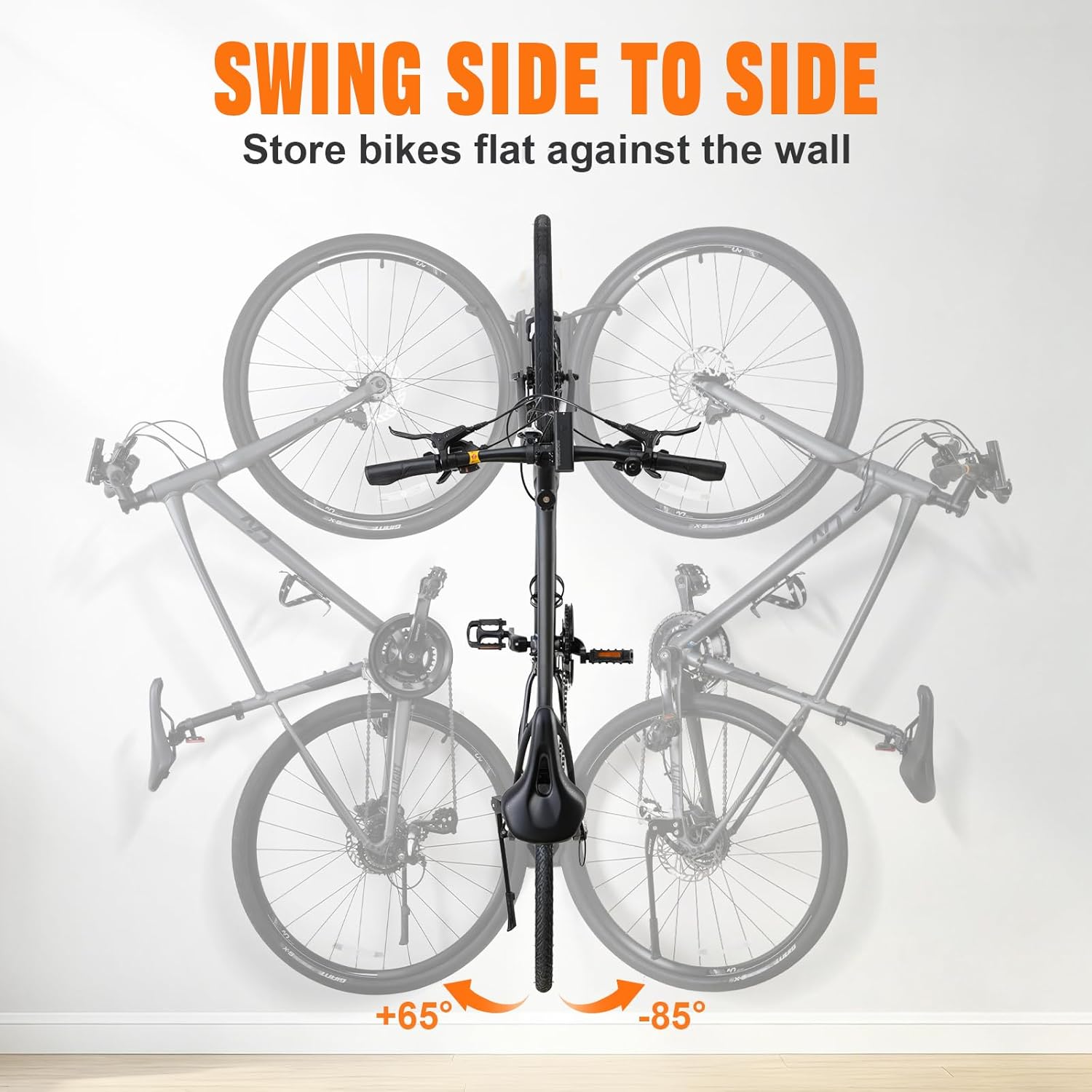 QAQ Swivel Bike Wall Mount, Vertical Bike Rack Garage Holds Up To 66lbs, Bike Hooks For Garage Space-Saving, Easy To Install -1 PACK