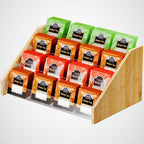 NiHome 4 Layer Tea Bag Organizer, Bamboo & Plastic Tea Storage Holder | 4-Tier Design Tea Storage Organizer Offering Quick and Easy Access, Clear Dividers & Large Capacity, Easy to Assembly