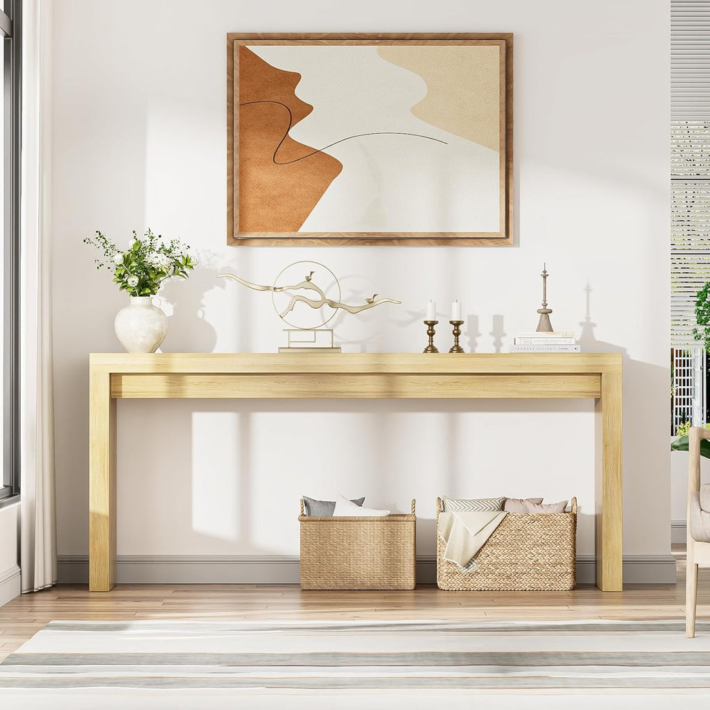 Extra Long Console Table for Entryway, 70.9-Inch Farmhouse Wood Behind Couch Table, Modern Entryway Rectangular Console Table for Entrance, Living Room, Hallway, Foyer (Natural)