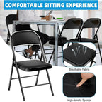 12 Pack Padded Folding Chairs, Heavy Duty Metal Frame with PU Leather Seat & Back, 350 lbs Capacity Portable Stackable Indoor Outdoor Chairs for Party Wedding Office(Black, 12 Pack)