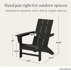 POLYWOOD Modern Adirondack Chair – All-Weather Outdoor Lawn Adirondack Chairs – HDPE, Fade-Resistant & Durable Outdoor Furniture – For Patio, Deck & Fire Pit Chairs – Black